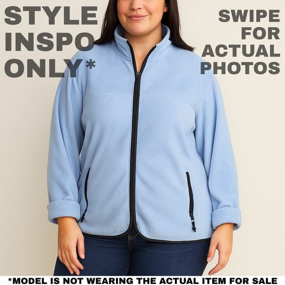 CAROLYN TAYLOR SPORT Blue Fleece Jacket L/G NWT 0257 - Picture 2 of 8